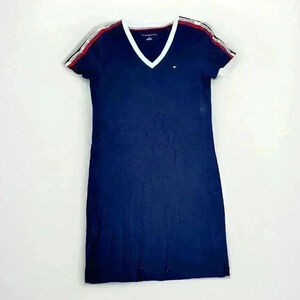 Classic Tommy Hilfiger Jersey T Shirt Dress Size Small Navy White